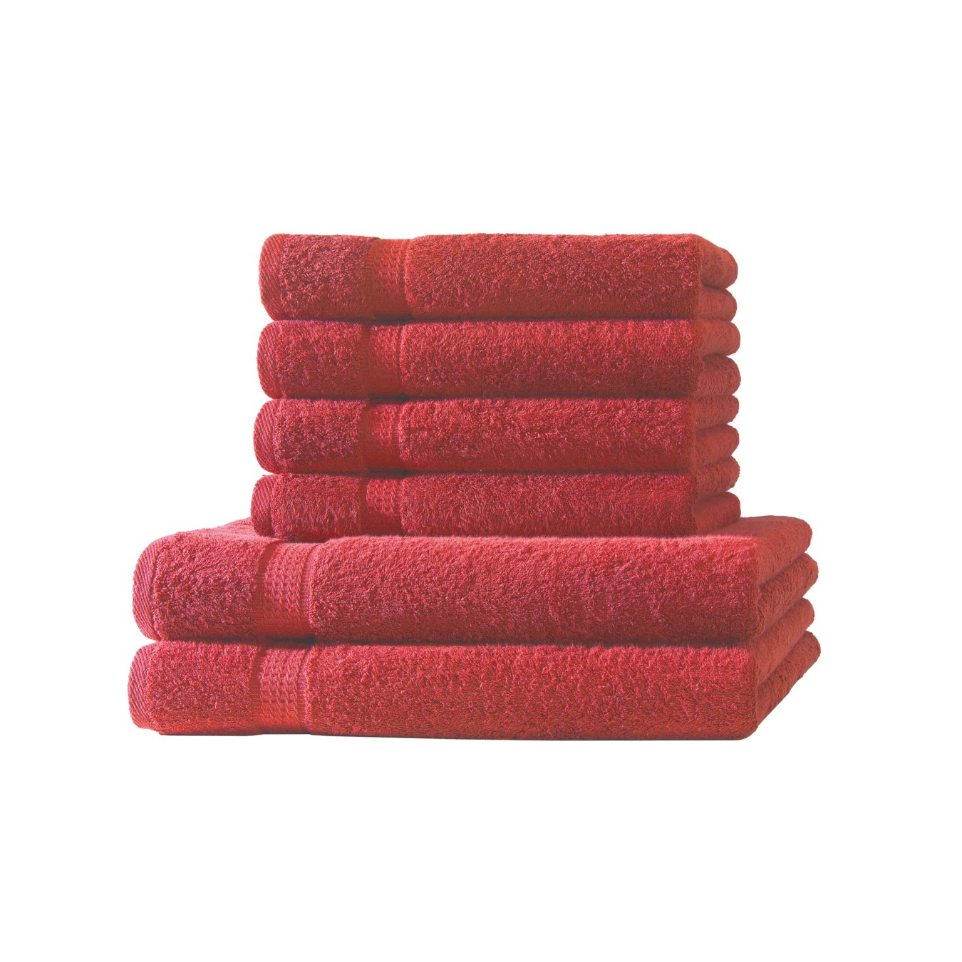 Loomiva Frottier Set 4x Handtuch + 2X Duschtuch | 500g/m² | 100% Baumwolle | Extra Weich | Öko-TEX Standard 100 | Rot