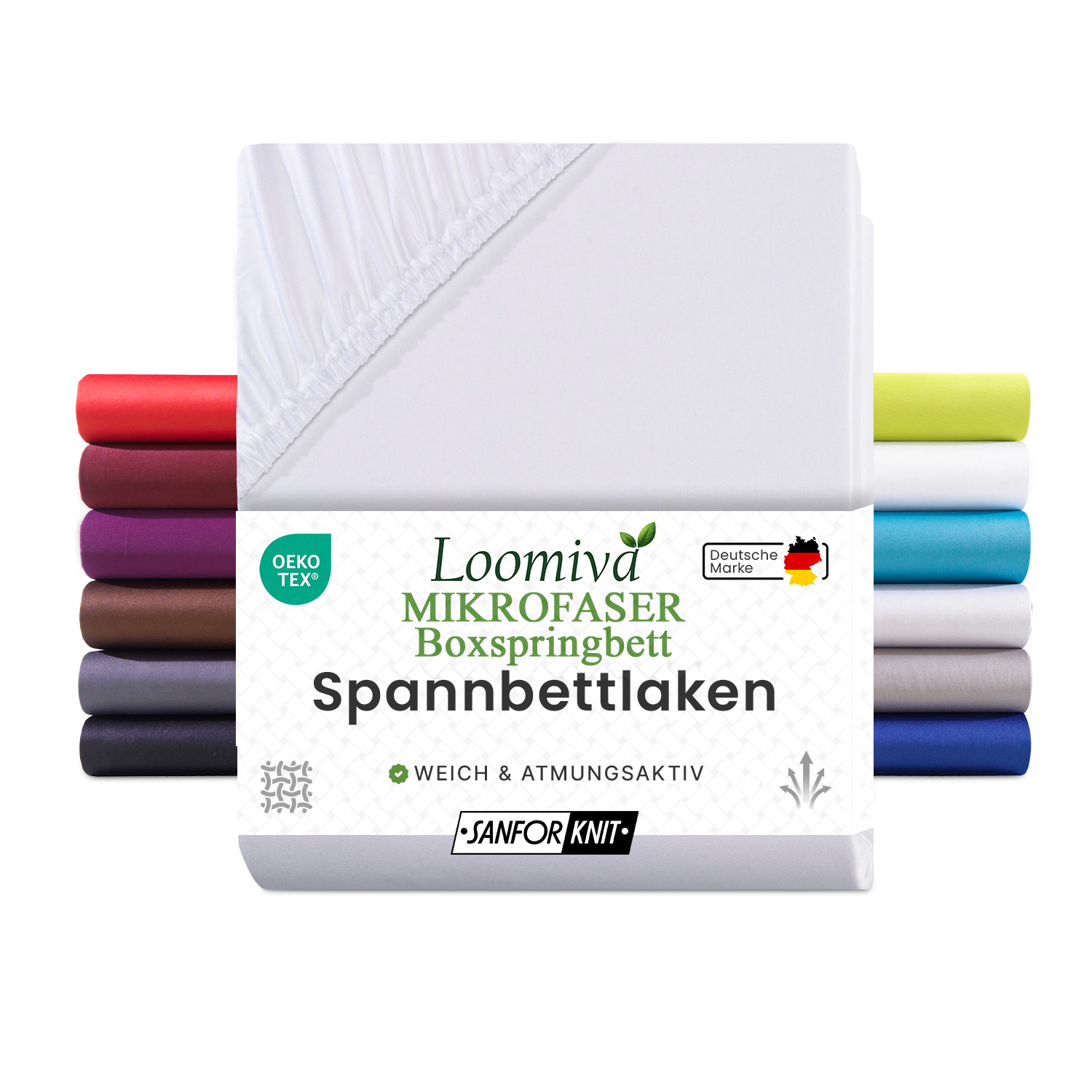 Mikrofaser Spannbettlaken 135gsm in große 180-200×220+40 cm | Weiss Farbe