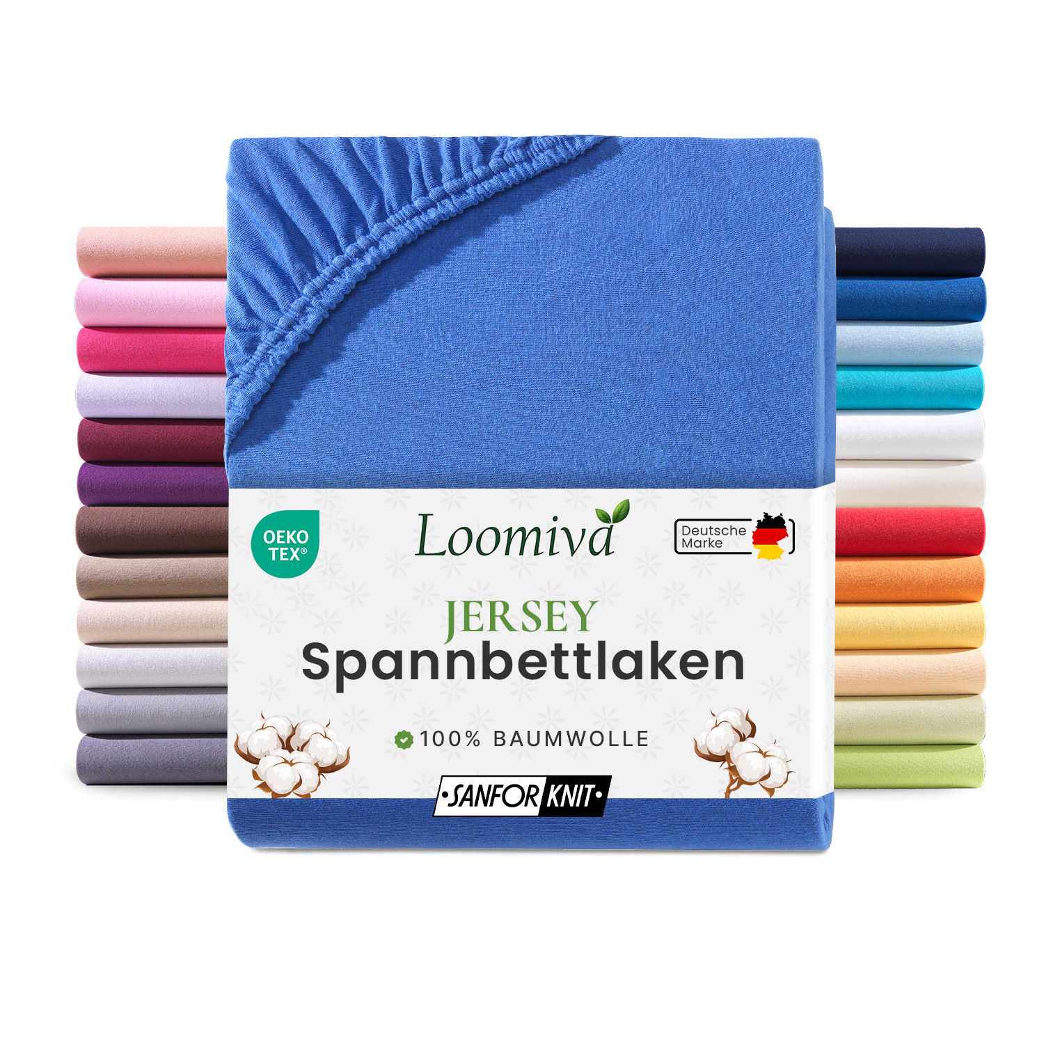 Jersey Spannbettlaken 140gsm in große 180-200×200+30 cm | Royal / Kobalt Farbe