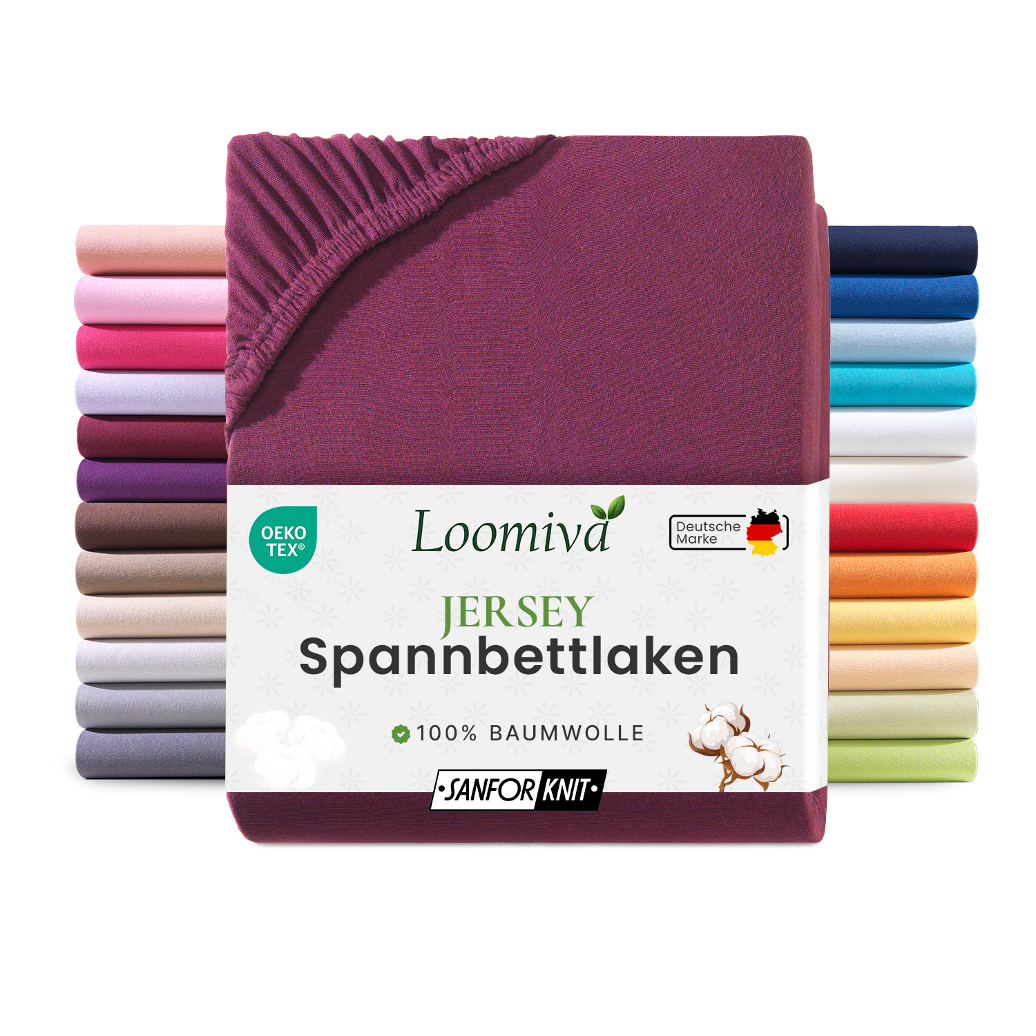 Jersey Spannbettlaken 140gsm in große 180-200×200+30 cm | Bordeaux / Weinrot Farbe