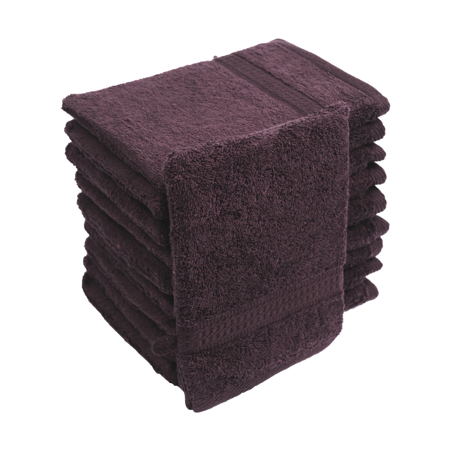 10er Set Frottierware Elegance Waschhandschuhe 500gm in große 16×21 cm in Farbe Kaffeebraun