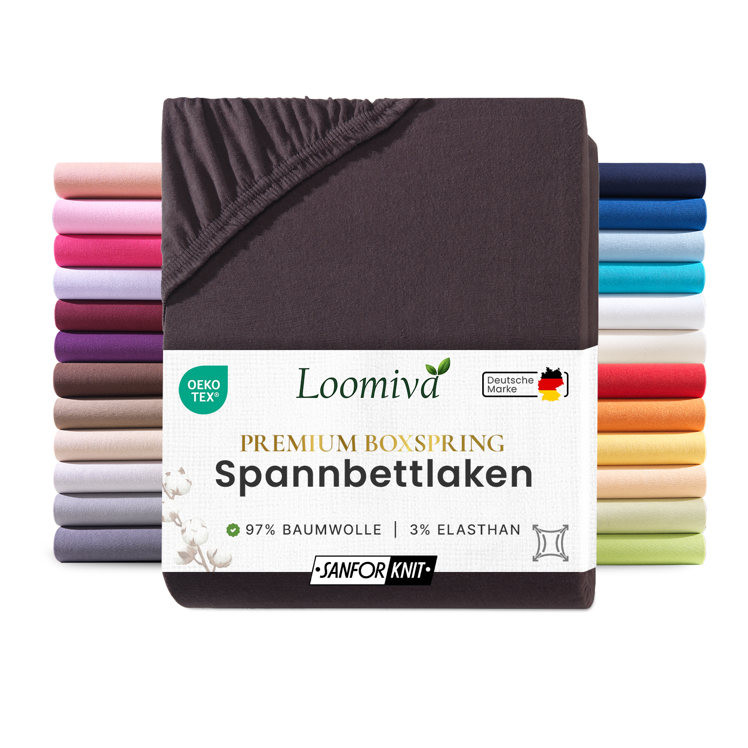 WB/Boxspringbett Spannbettlaken 190gsm in große 180-200×220+40 cm | Schokobraun Farbe