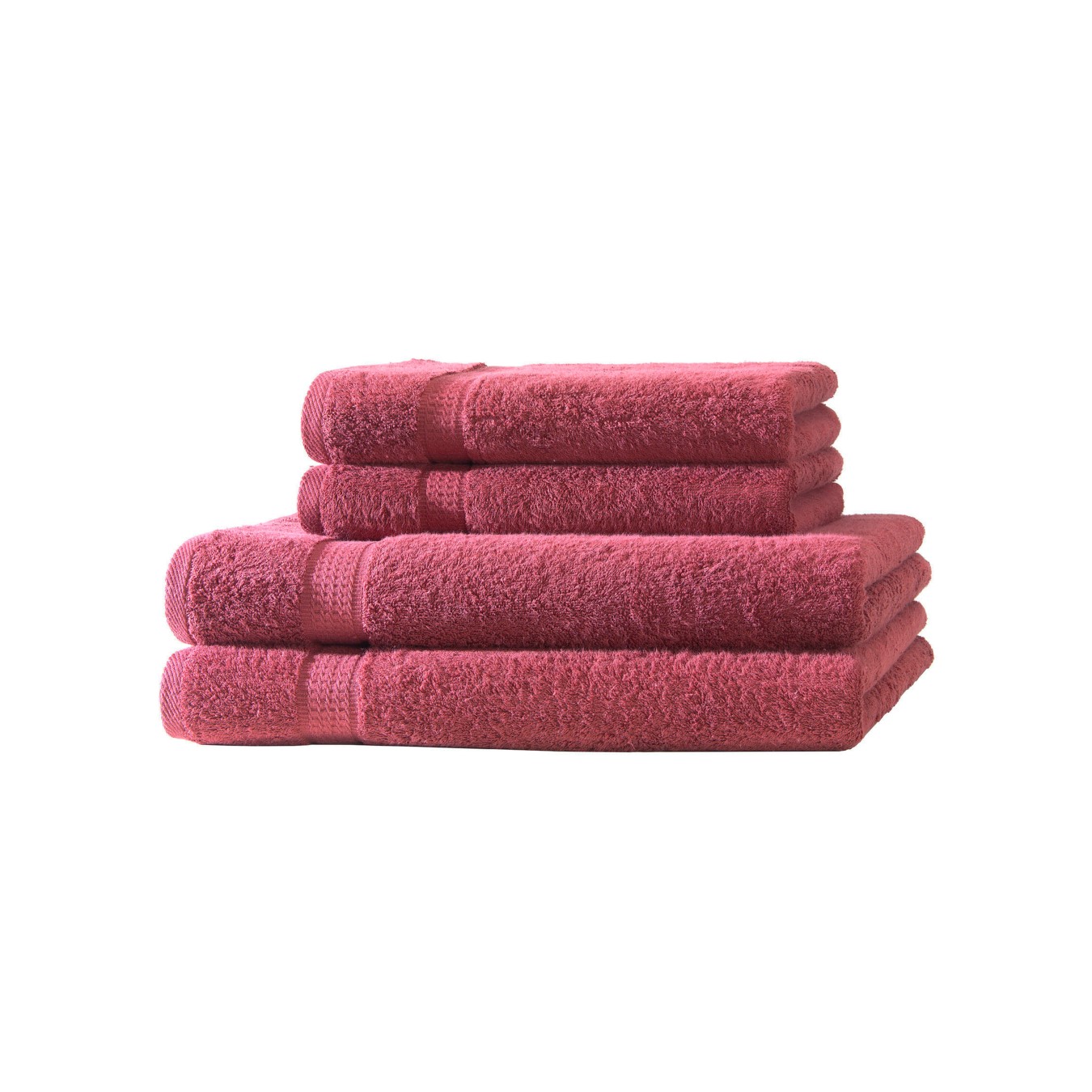4er Set 2X Handtuch + 2X Duschtuch in Bordeaux | 500g/m² | 100% Baumwolle