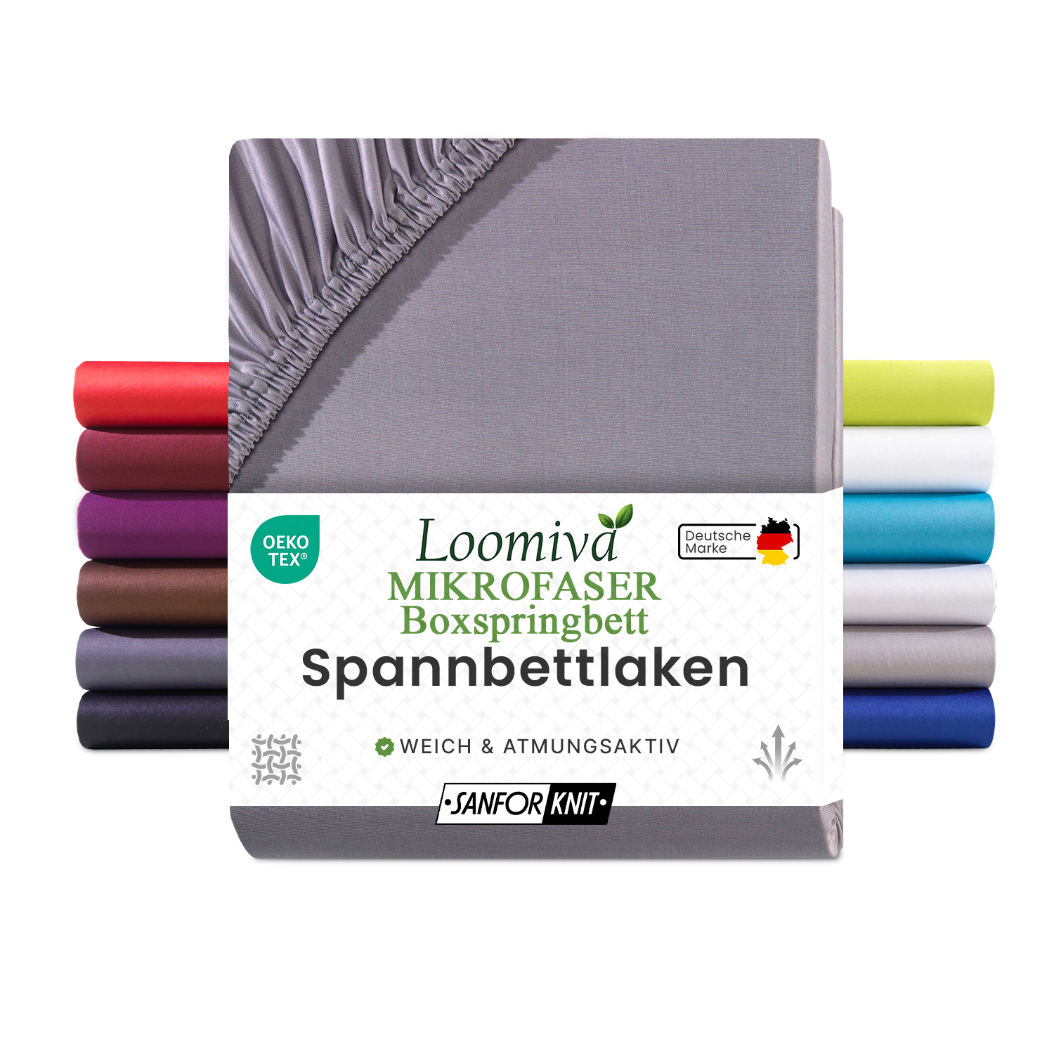 Mikrofaser Spannbettlaken 135gsm in große 180-200×220+40 cm | Grau / Platin Farbe