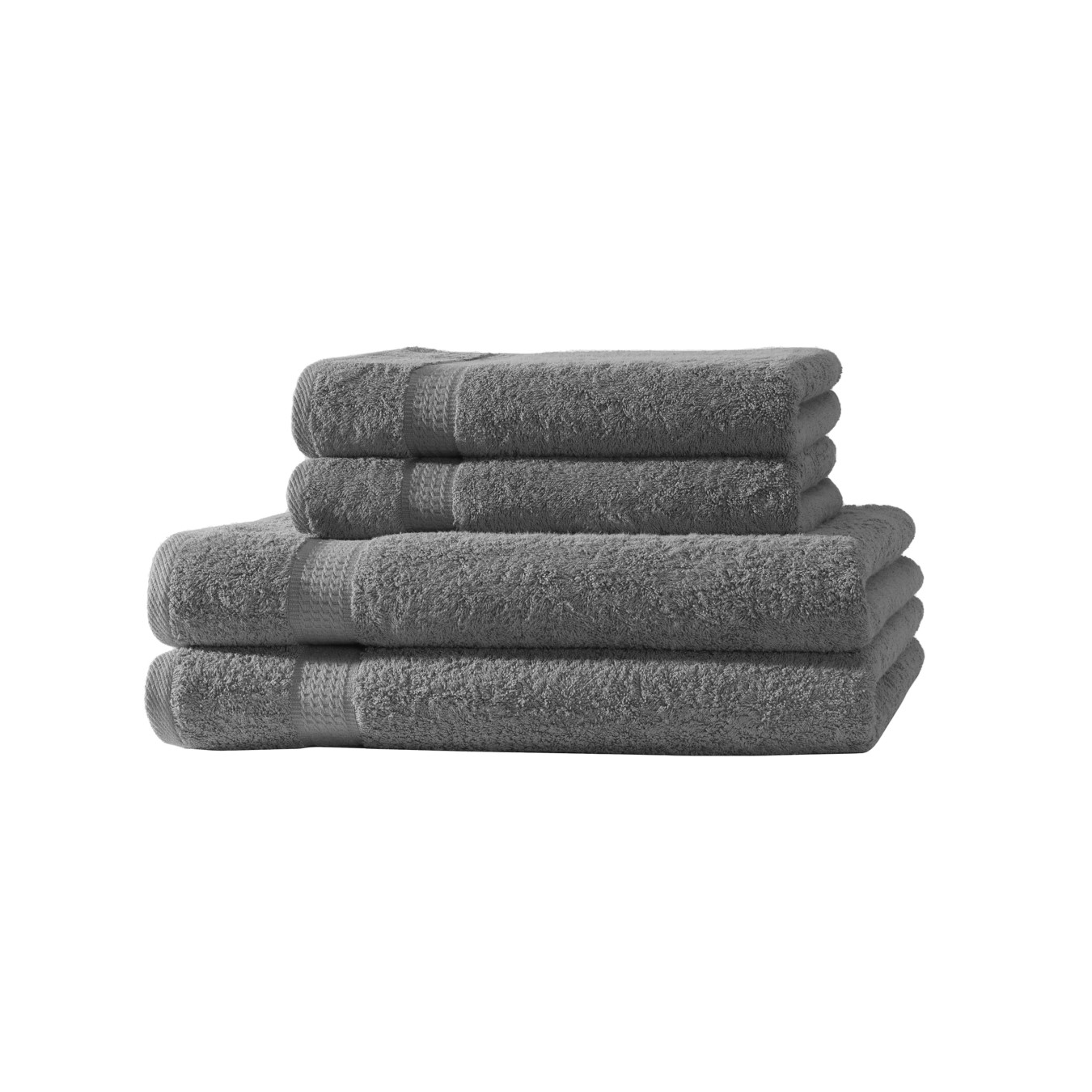 4er Set 2X Handtuch + 2X Duschtuch in Anthrazit | 500g/m² | 100% Baumwolle